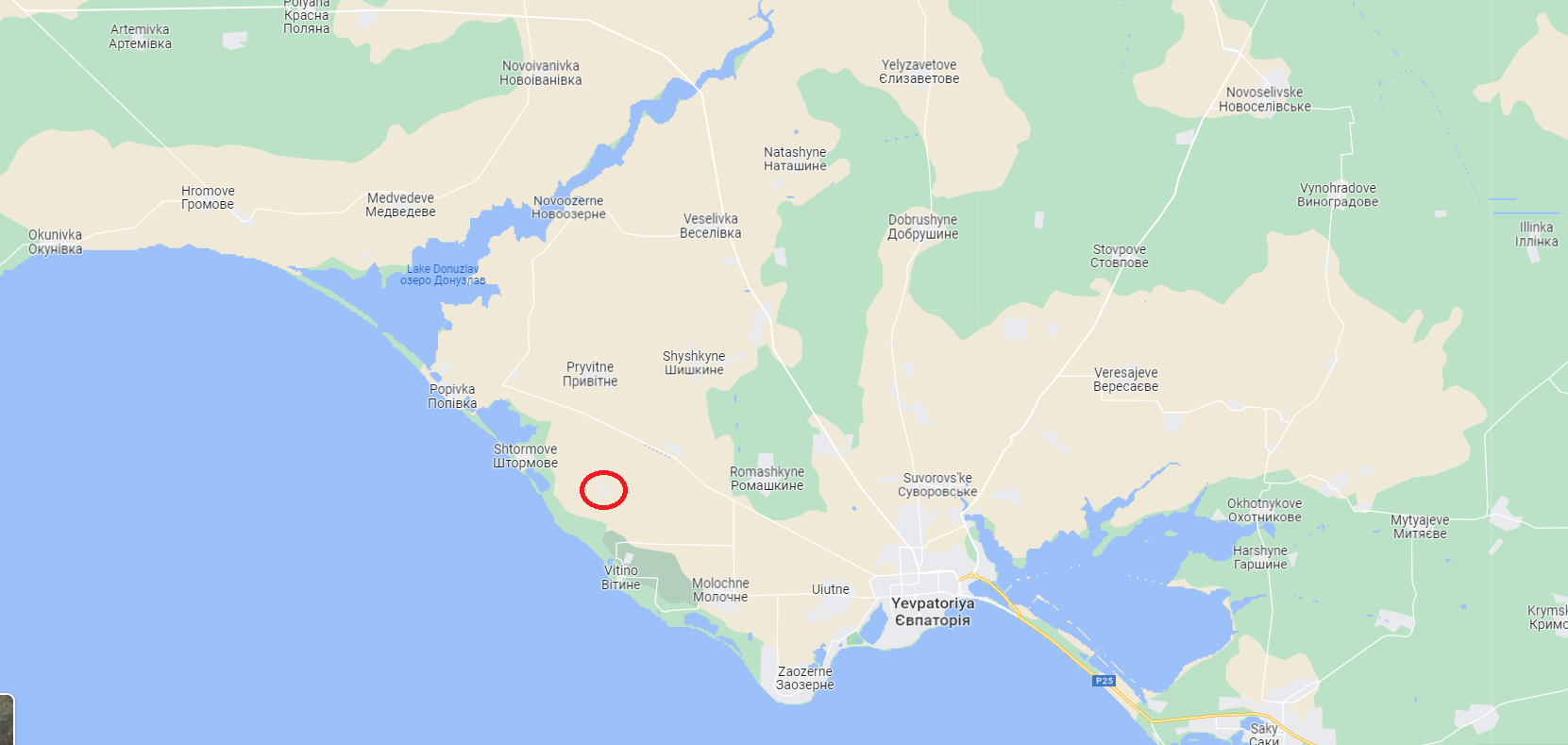 Gunfire and smoke reported near Yevpatoriia in Crimea